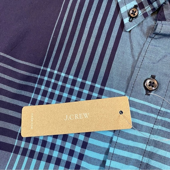 J. Crew Secret Wash Shirting Slim Button Down Plaid Shirt XXL Blue Stretch NWT - Picture 13 of 15